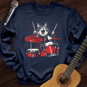 Cat Playing Drums Crewneck