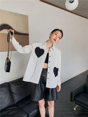 Heart Patch Button-Up Shirt