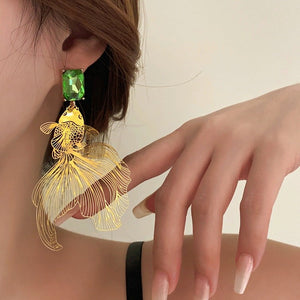 Koi Fish Green Stone Earrings