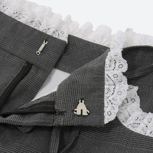 Lace Trim Pleated Mini Skirt