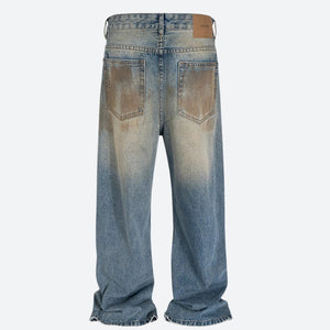 Ripped Wide Leg Denim Jeans