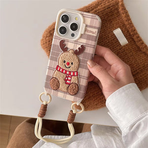 Christmas Deer Embroidery iPhone Case