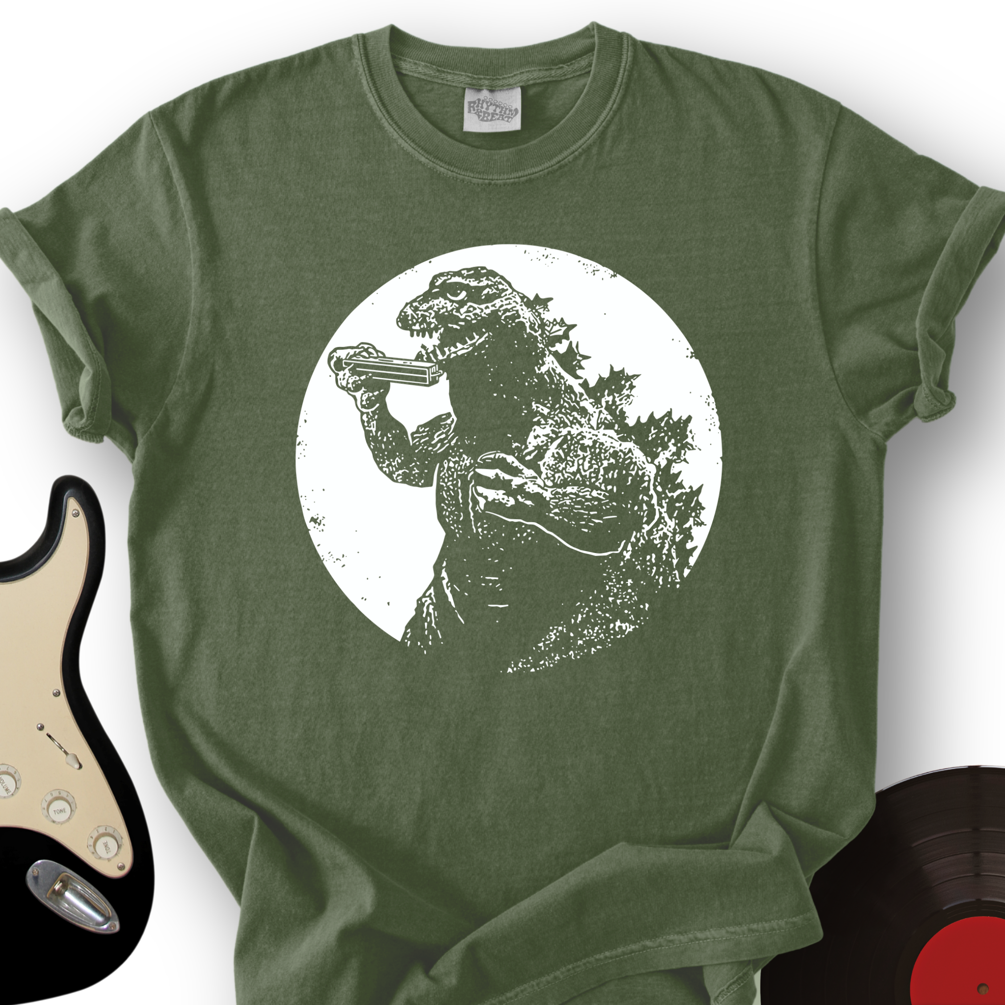 Dinosaur Playing Harmonica T-Shirt
