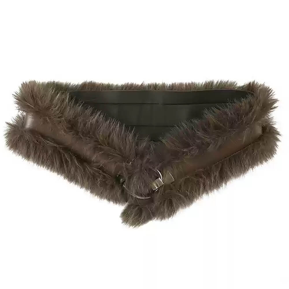 2000s Faux Fur Leather Belt