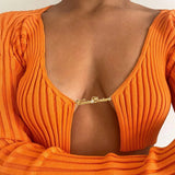 Baddie Knitted Open Front Crop Top