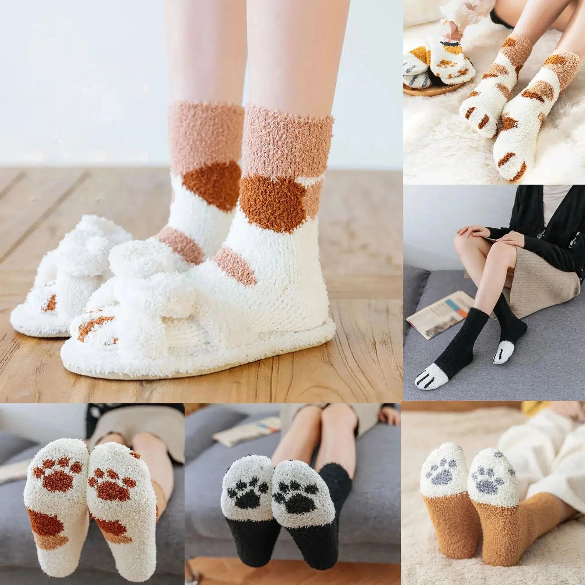 Cat Paw Plush Socks