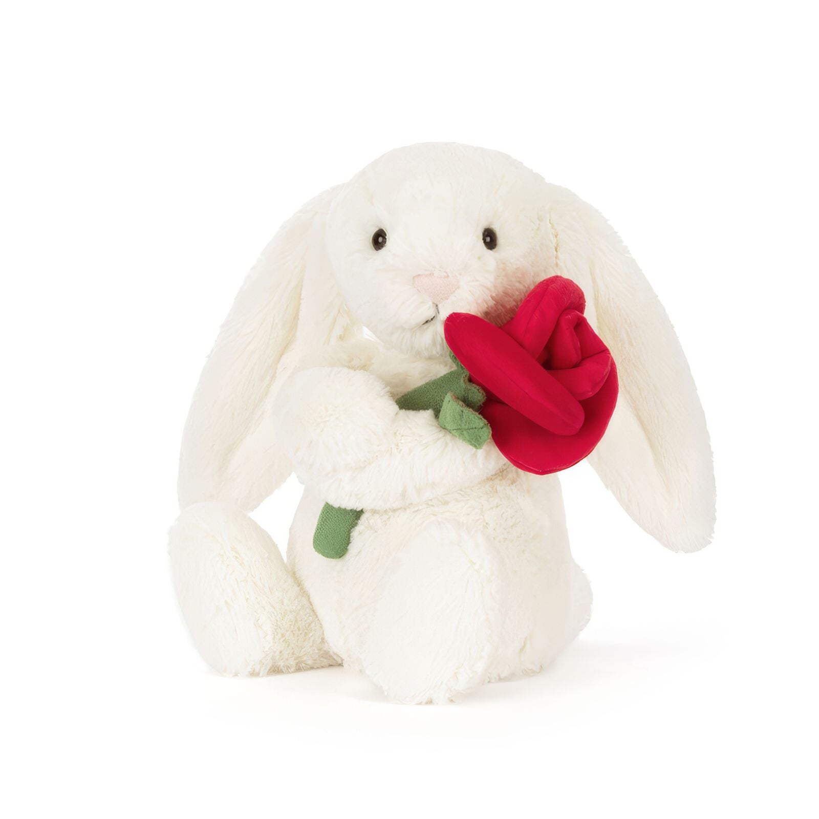 Cream Bunny with Rose Plush Toy