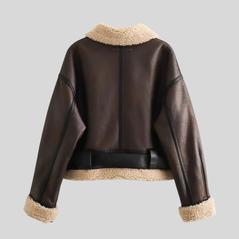 Faux Leather Aviator Jacket