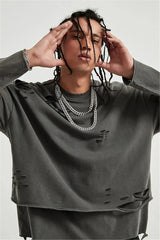 Grunge Ripped Layered Sweatshirt