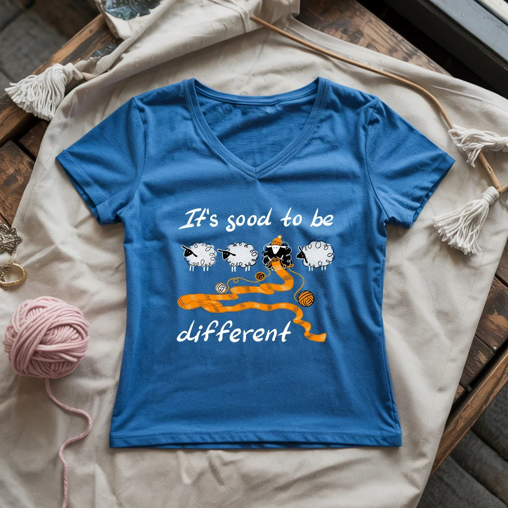 Be Knitting Sheep Lady V-neck