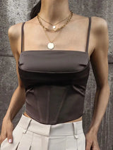 Satin Lace Up Corset Top