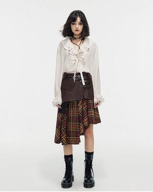 Grunge Asymmetrical Plaid Skirt