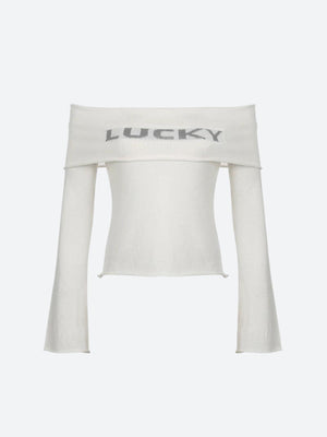 Y2K Lucky Girl Off Shoulder Top