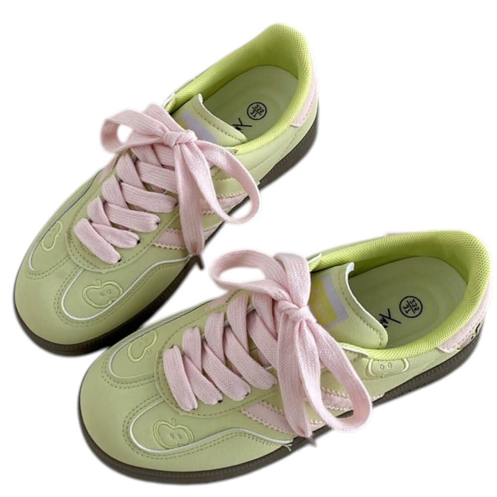 Apple on Toe Green Sneakers