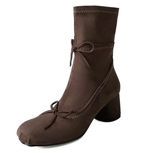 Balletcore Square-Toe Ankle Boots