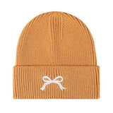 Bow Embroidery Beanie Hat