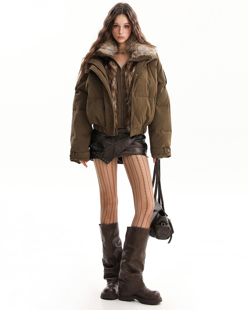 Cinnamon Swirl Fur Puffer Jacket