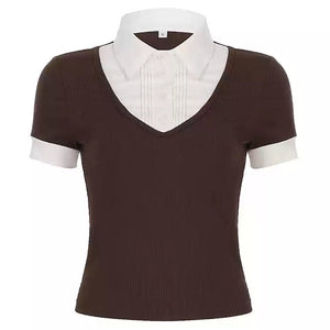 Gossip Goes Around Layered Collar Shirt