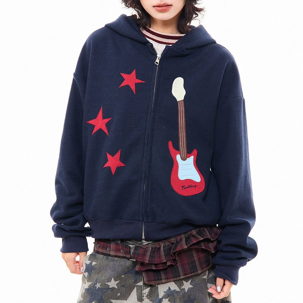 Bunny Ears Hoodie with Guitar Patch