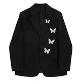 Butterfly Embroidery Black Blazer