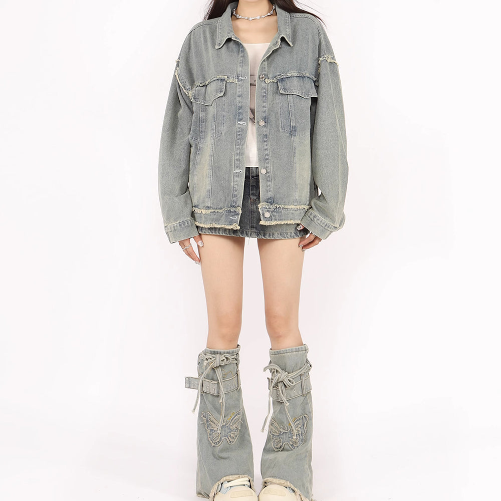 Butterfly Patch Y2K Denim Jacket
