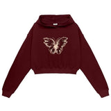 Butterfly Print Crop Hoodie