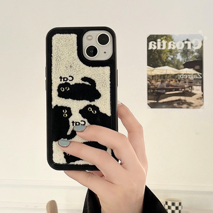 Black Cat Embroidered iPhone Case
