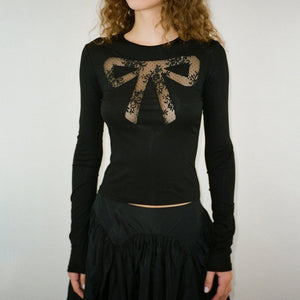Coquette See Through Lace Bow Top