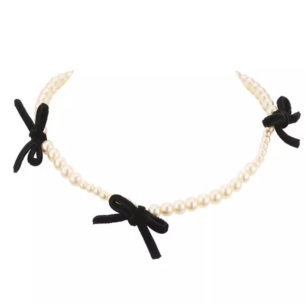 Coquette Aeshetic Pearl Bow Choker