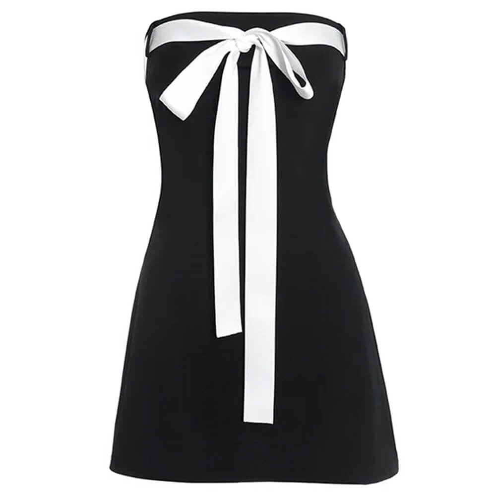 Coquette Aesthetic Bow Mini Dress