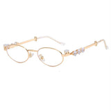 Crystal Metal Oval Sunglasses