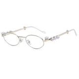 Crystal Metal Oval Sunglasses