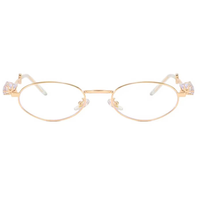 Crystal Metal Oval Sunglasses