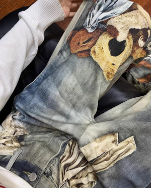 Cute Bears Print Baggy Jeans