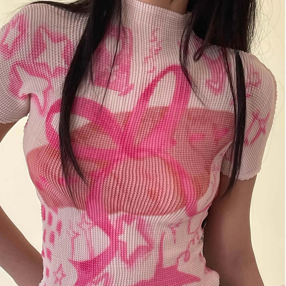 Y2K Cutecore Croissant Bow Top