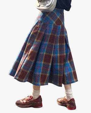 School Riot Plaid Pleated Skirt
