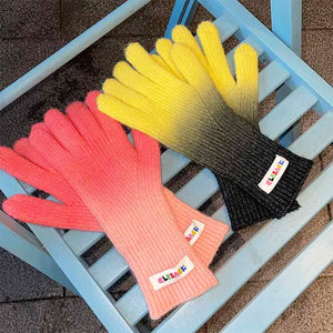 Gradient Ribbed Gloves