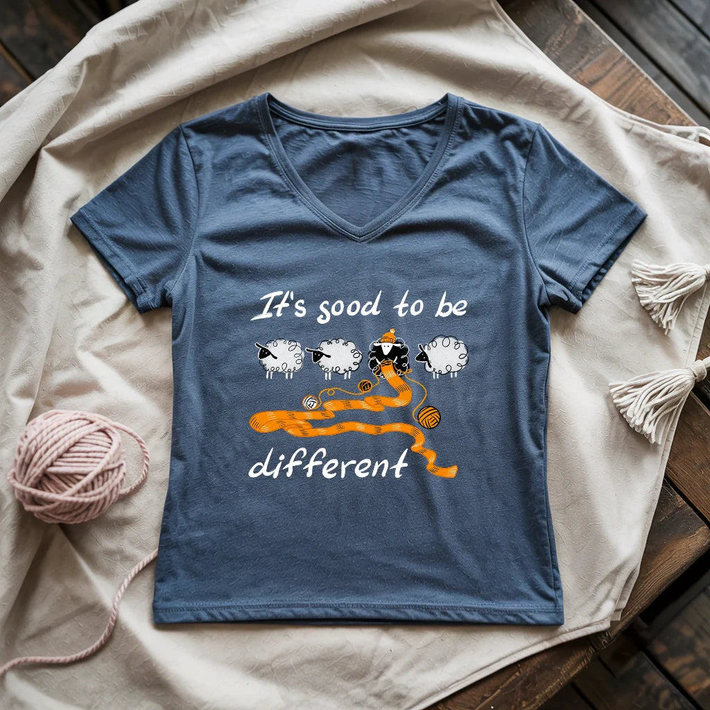 Be Knitting Sheep Lady V-neck