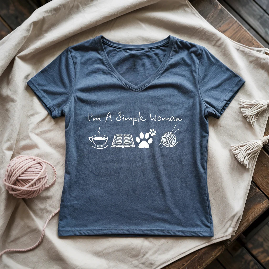 Simple Woman Lady V-neck