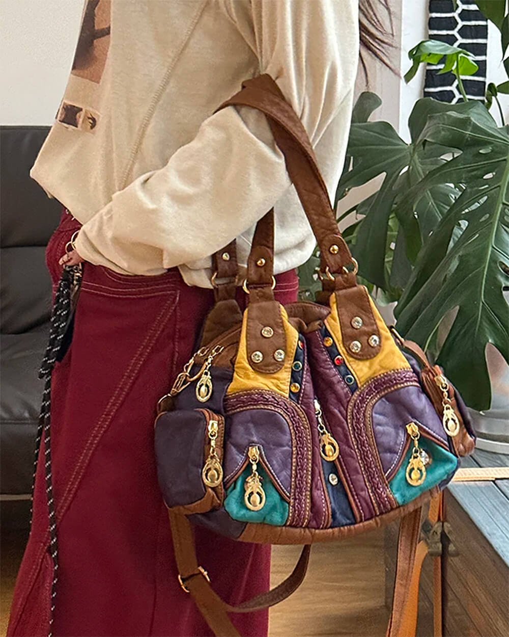 Hippie Aesthetic Patchwork Handbag