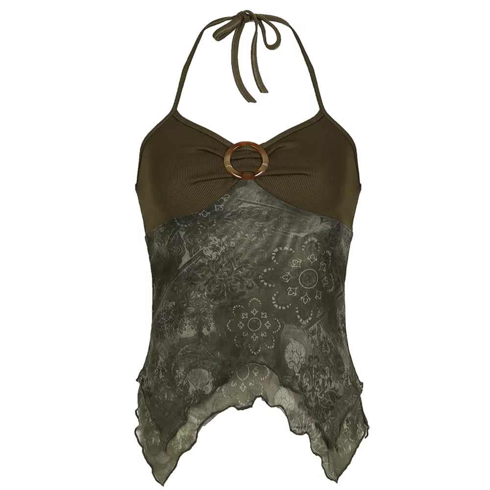 Indie Aesthetic Lace Halter Top