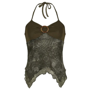 Indie Aesthetic Lace Halter Top