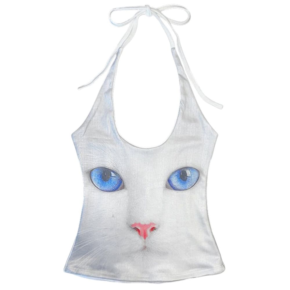 Kitty with Blue Eyes Halter Top