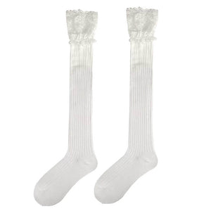 Lace Trim Knee High Socks