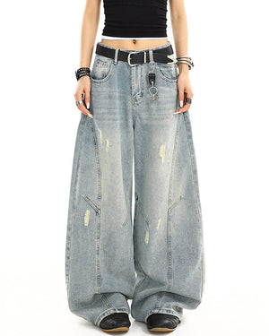 Skater Girl Distressed Baggy Jeans