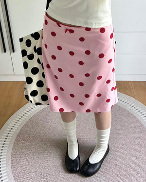 French Kiss Polka Dot Knee-Length Skirt