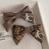 Preppy Bow Embroidery Hair Bow Set