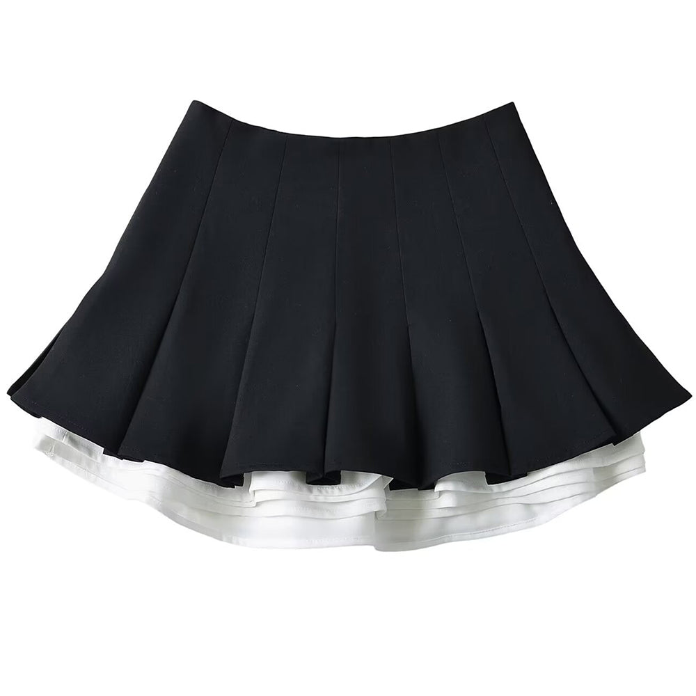 Preppy Ruffle Mini Pleated Skirt
