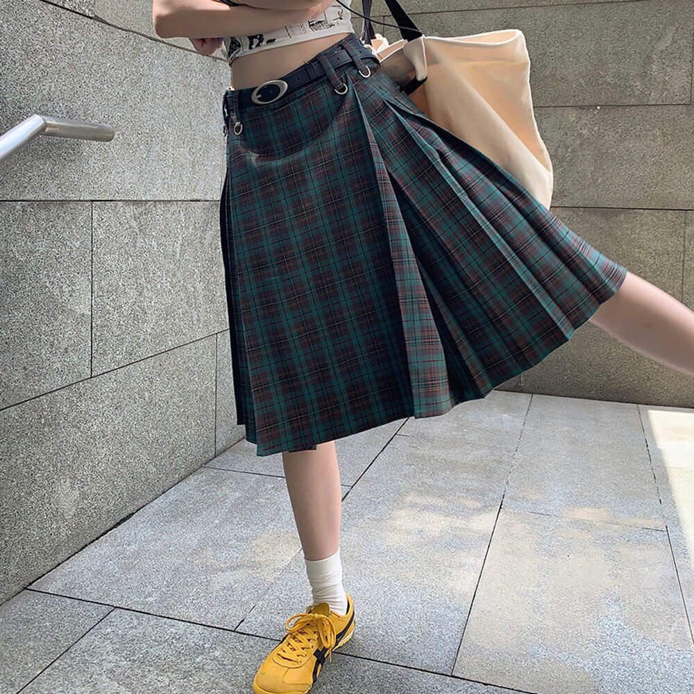 Preppy Style Checkered Kilt Skirt