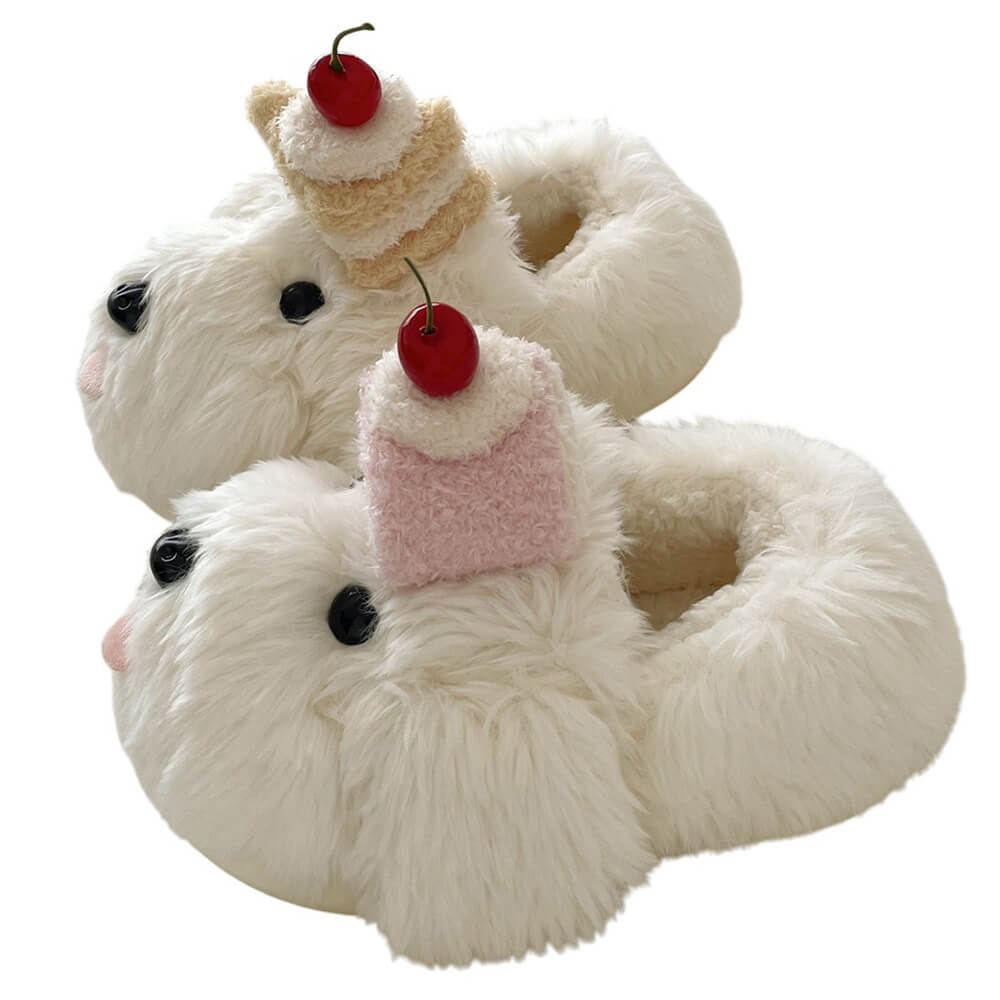 Puppy & Cake Fluffy Slippers